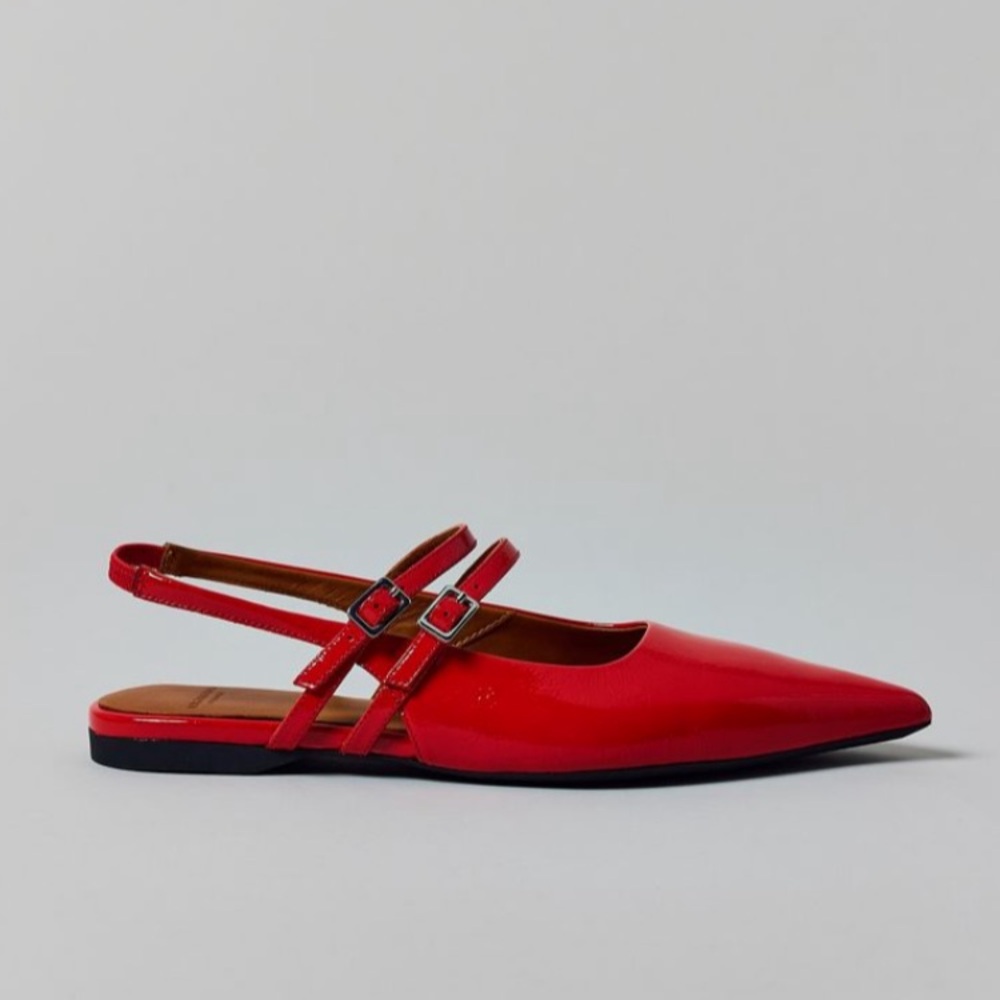 Vagabond Red Double Strap Slingback Flats